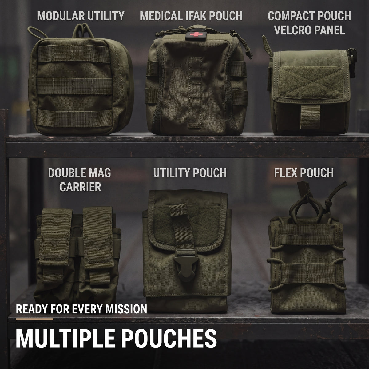 Men's MOLLE Tactical Battle Belt System with Pouches and Quick Release Buckle