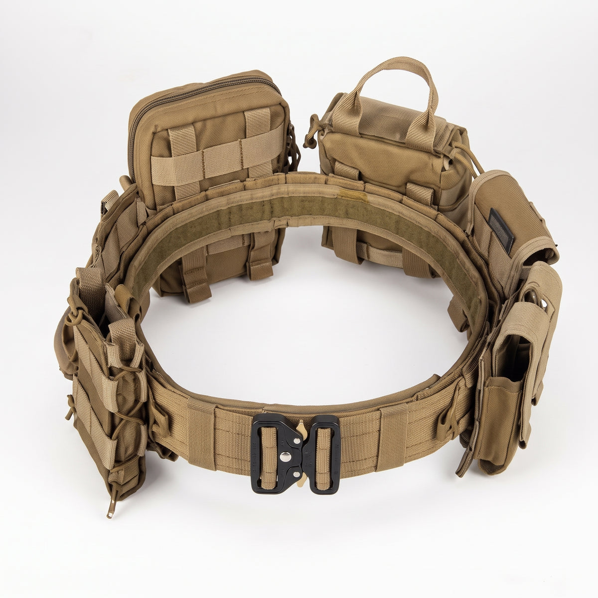 Men's MOLLE Tactical Battle Belt System with Pouches and Quick Release Buckle