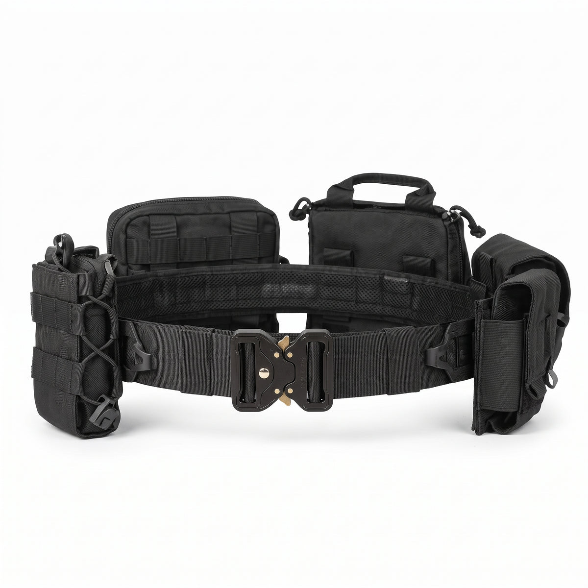 Men's MOLLE Tactical Battle Belt System with Pouches and Quick Release Buckle