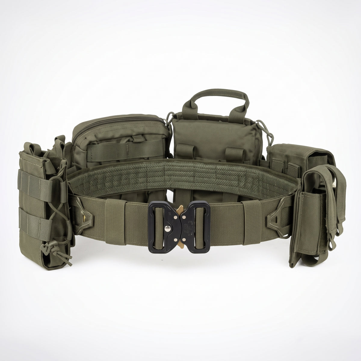 Men's MOLLE Tactical Battle Belt System with Pouches and Quick Release Buckle