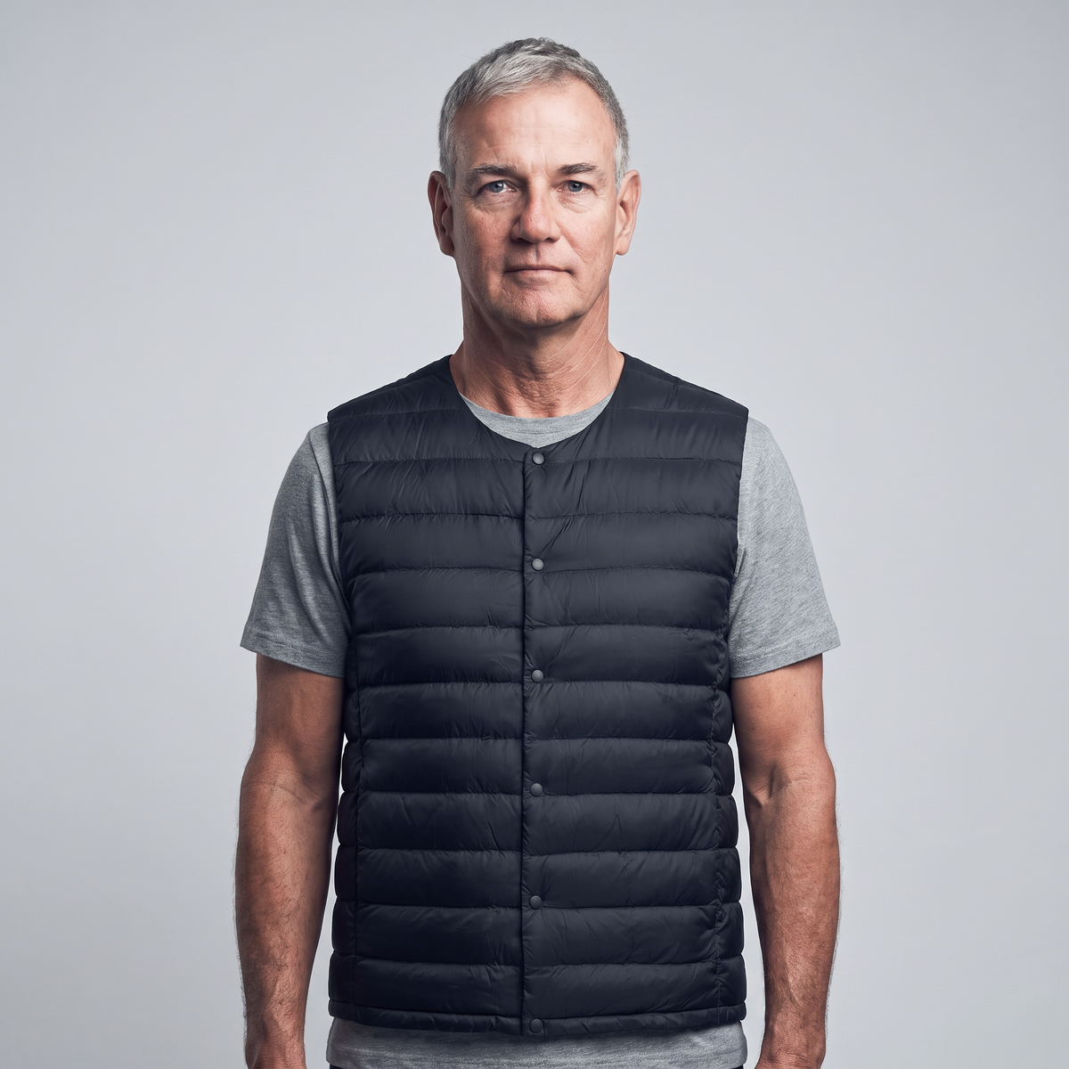 Men's Lightweight Down Vest Snap Front Sleeveless
