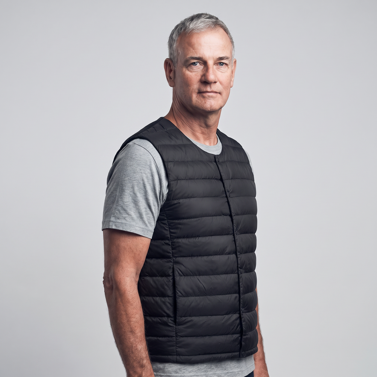 Men's Lightweight Down Vest Snap Front Sleeveless