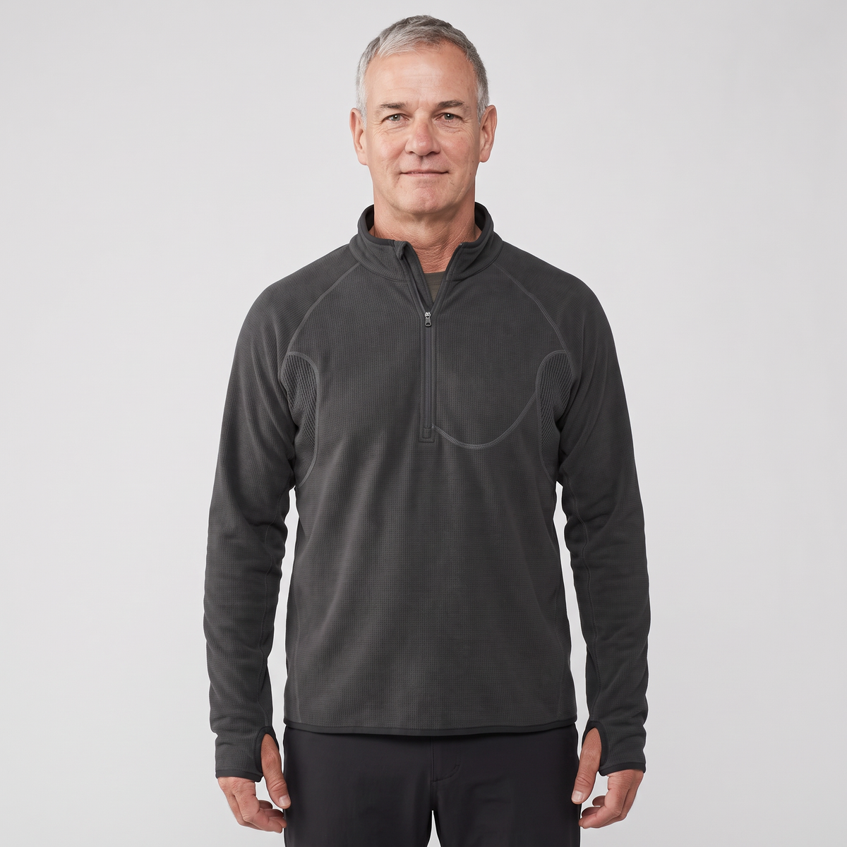 Men's Half Zip Fleece Pullover with Thumbhole Cuffs