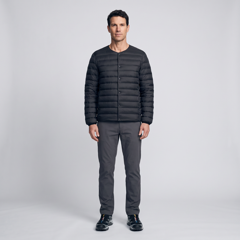 Men's Lightweight Down Jacket with Convertible Collar