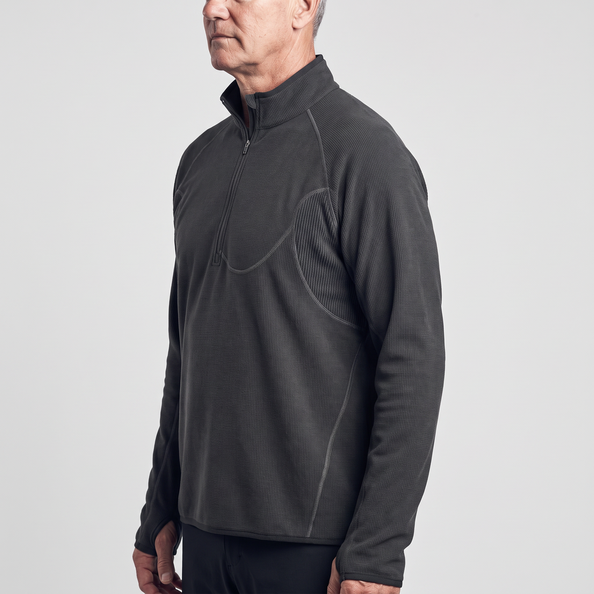 Men's Half Zip Fleece Pullover with Thumbhole Cuffs