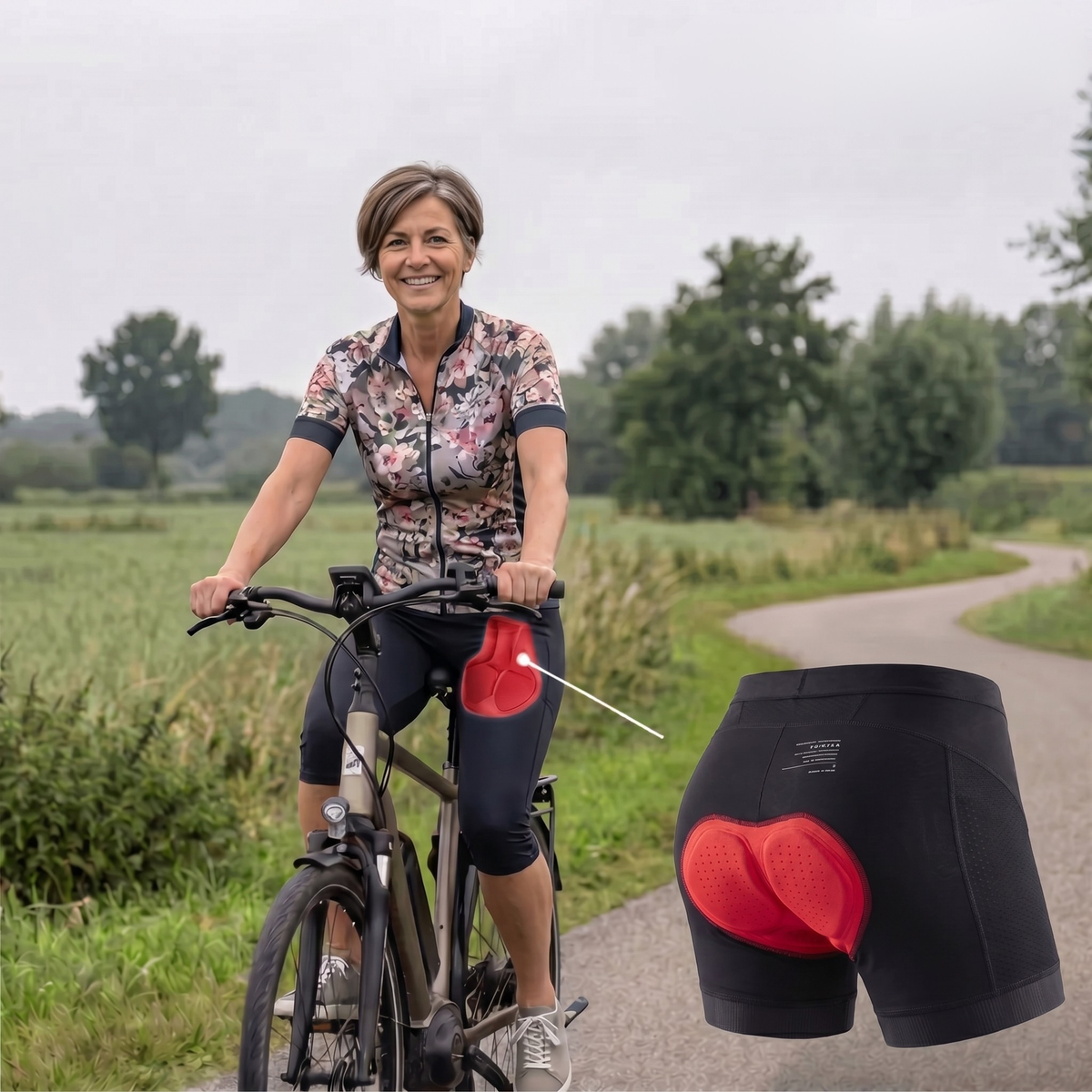 Women's Padded Cycling Shorts with Gel Pad and Anti Slip Thigh Bands
