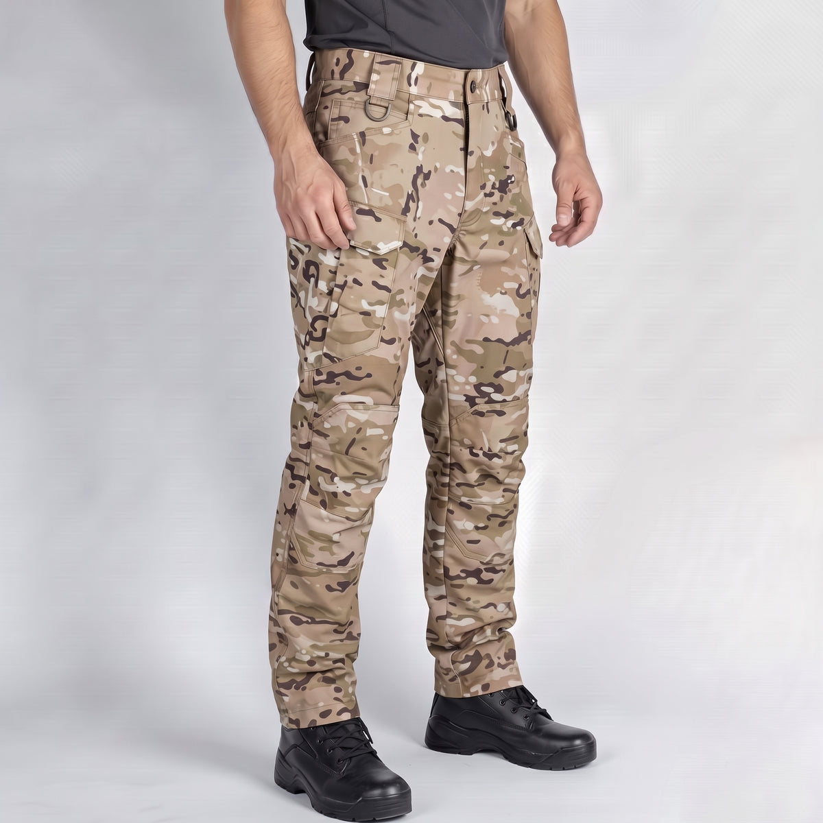 Men’s Camouflage Waterproof Tactical Pants with Fleece Lining