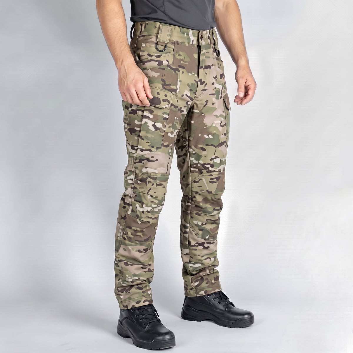 Men’s Camouflage Waterproof Tactical Pants with Fleece Lining