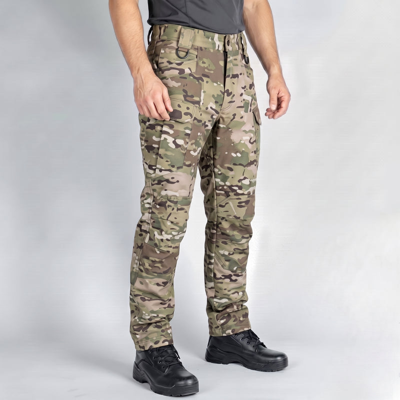 Men’s Camouflage Waterproof Tactical Pants with Fleece Lining