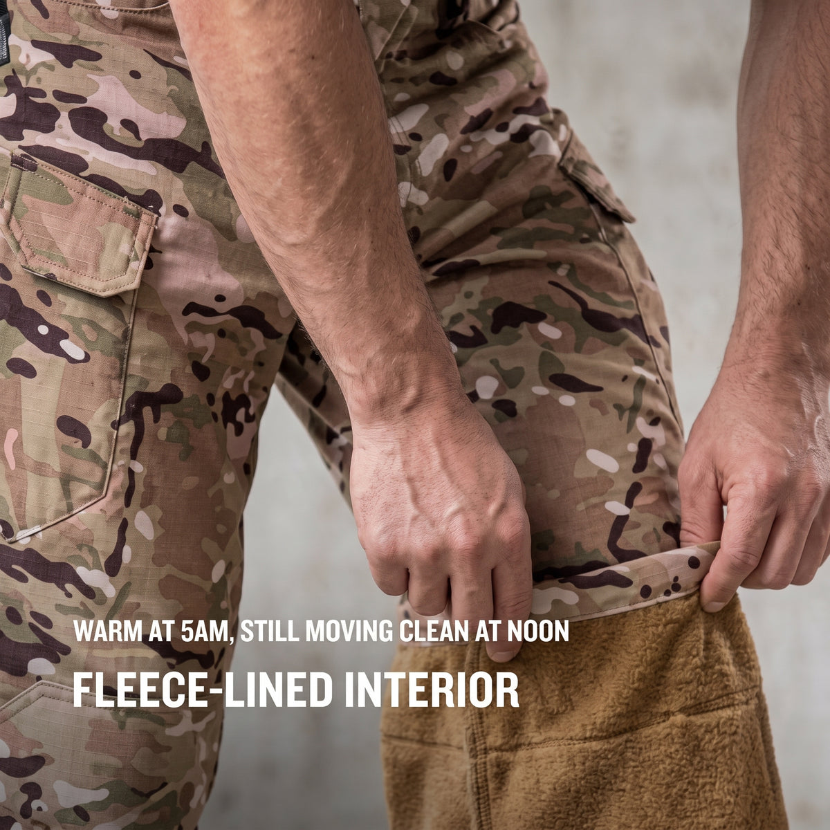 Men’s Camouflage Waterproof Tactical Pants with Fleece Lining