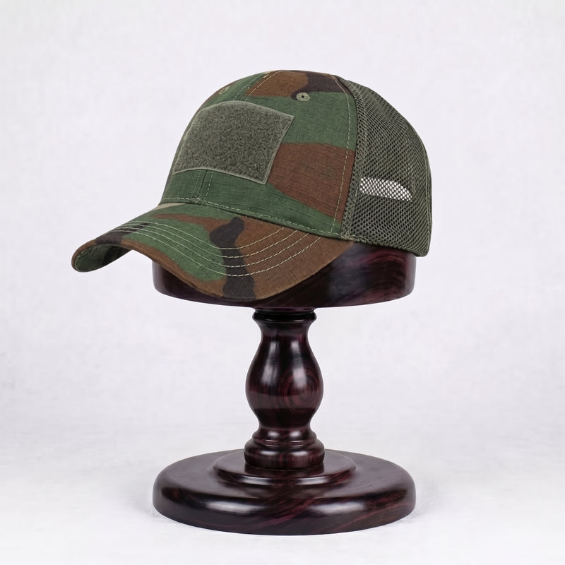 Men's Mesh Back Baseball Cap with Front Velcro Patch Panel