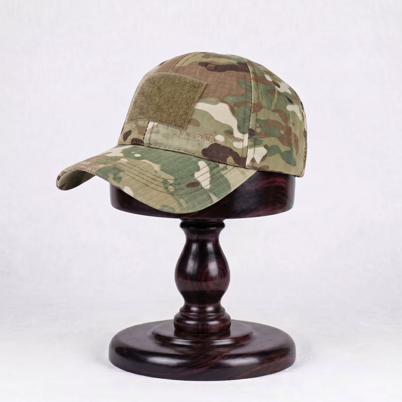 Men's Ventilated Camouflage Baseball Cap with Front Velcro Patch Panel