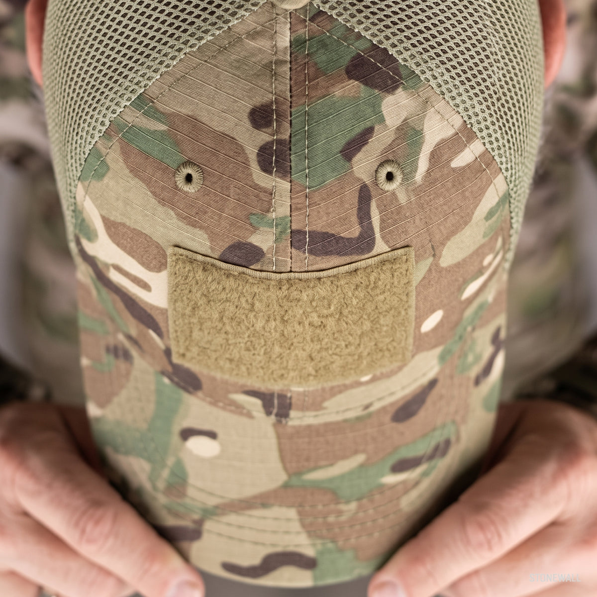 Men's Mesh Back Baseball Cap with Front Velcro Patch Panel