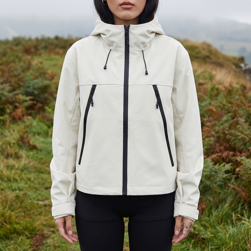 Women's Cropped Water Repellent Rain Jacket with Hood