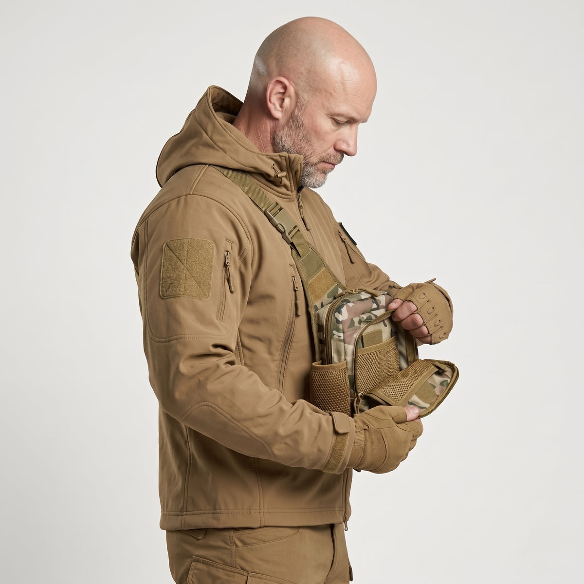Men’s Camouflage Tactical Crossbody Sling Bag with Multiple Pockets