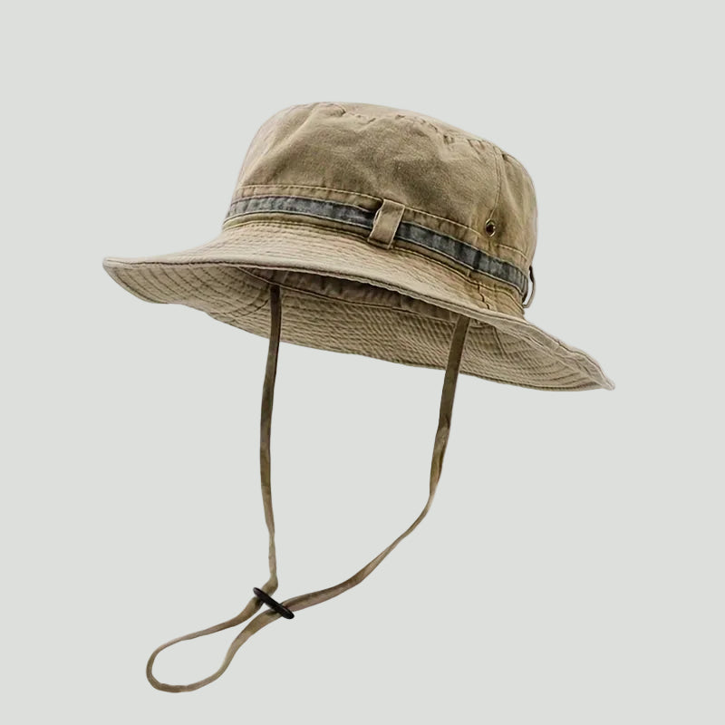Men's Wide Brim Packable Cotton Boonie Hat with Chin Strap