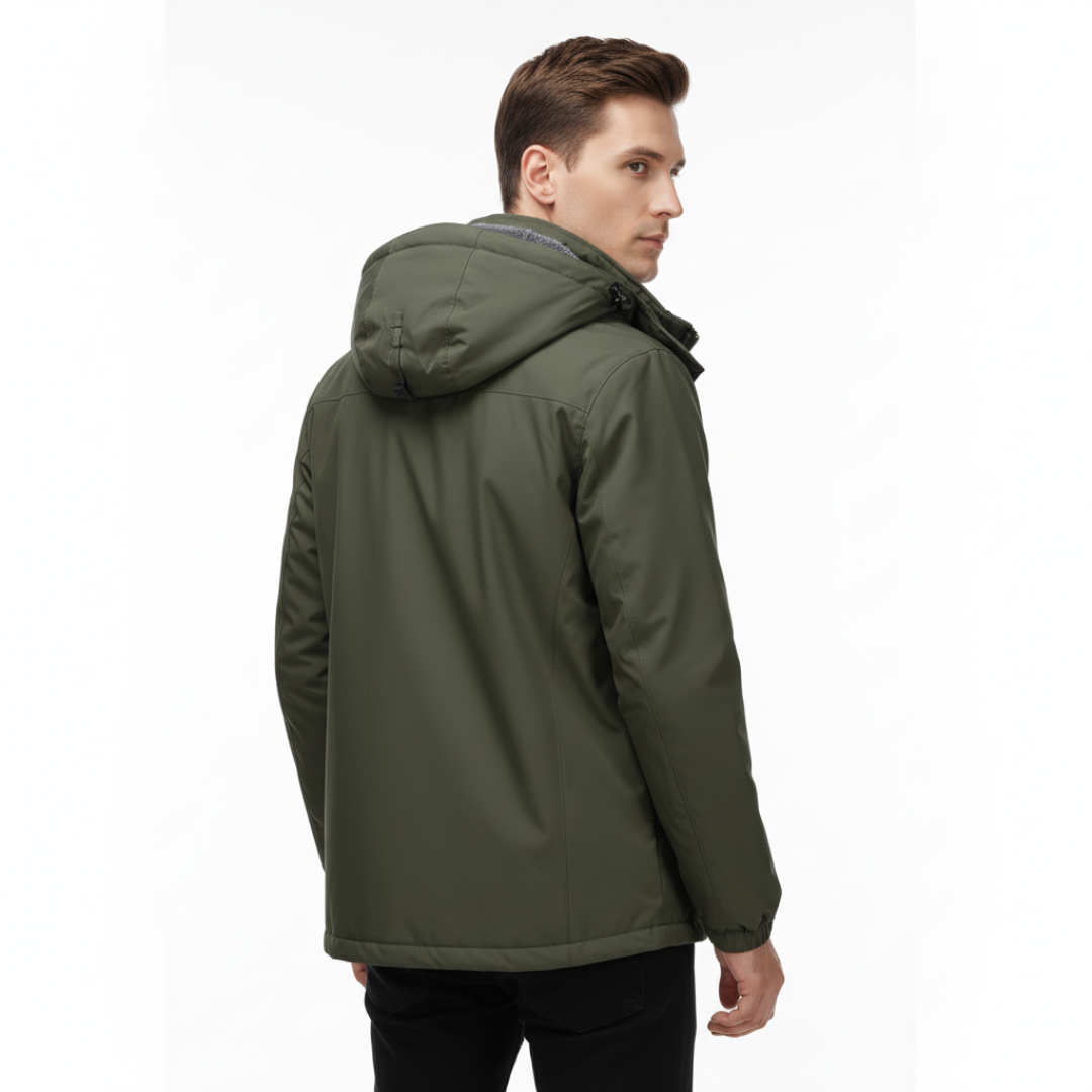 Men's Waterproof Fleece Lined Windproof Jacket with Hood