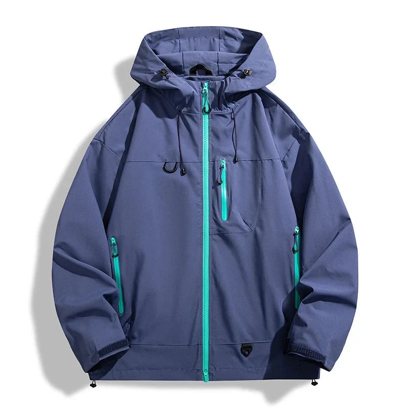 Men's Waterproof Windproof Rain Jacket with Adjustable Hood