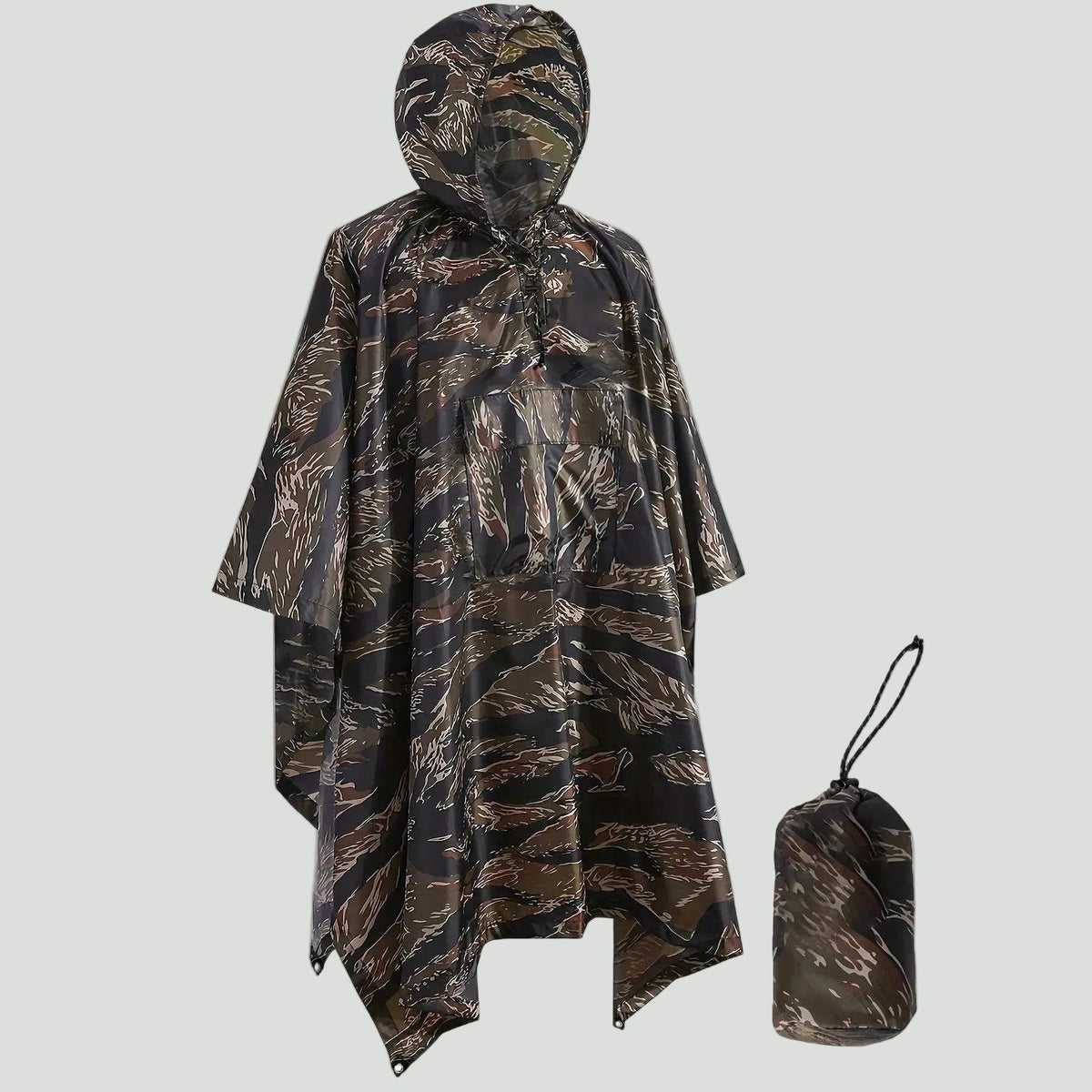 Men's Camo Water Resistant Rain Poncho with Hood