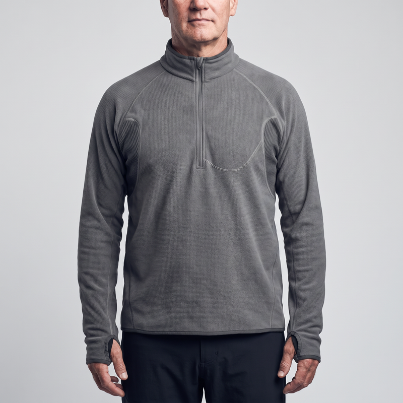 Men's Half Zip Fleece Pullover with Thumbhole Cuffs