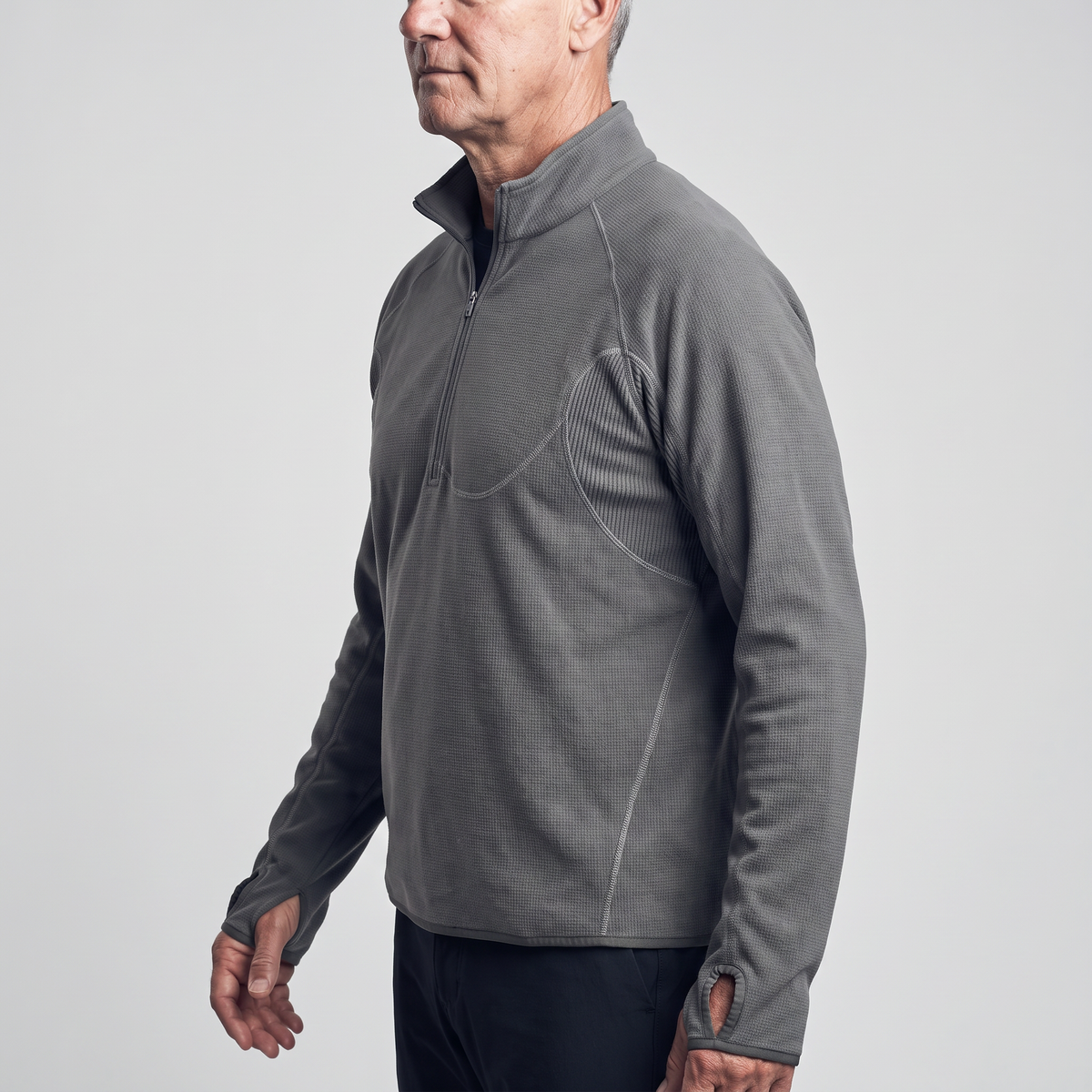 Men's Half Zip Fleece Pullover with Thumbhole Cuffs
