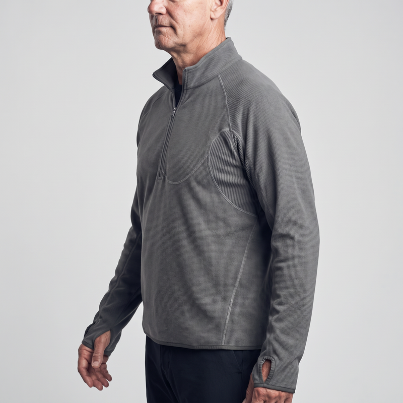 Men's Half Zip Fleece Pullover with Thumbhole Cuffs