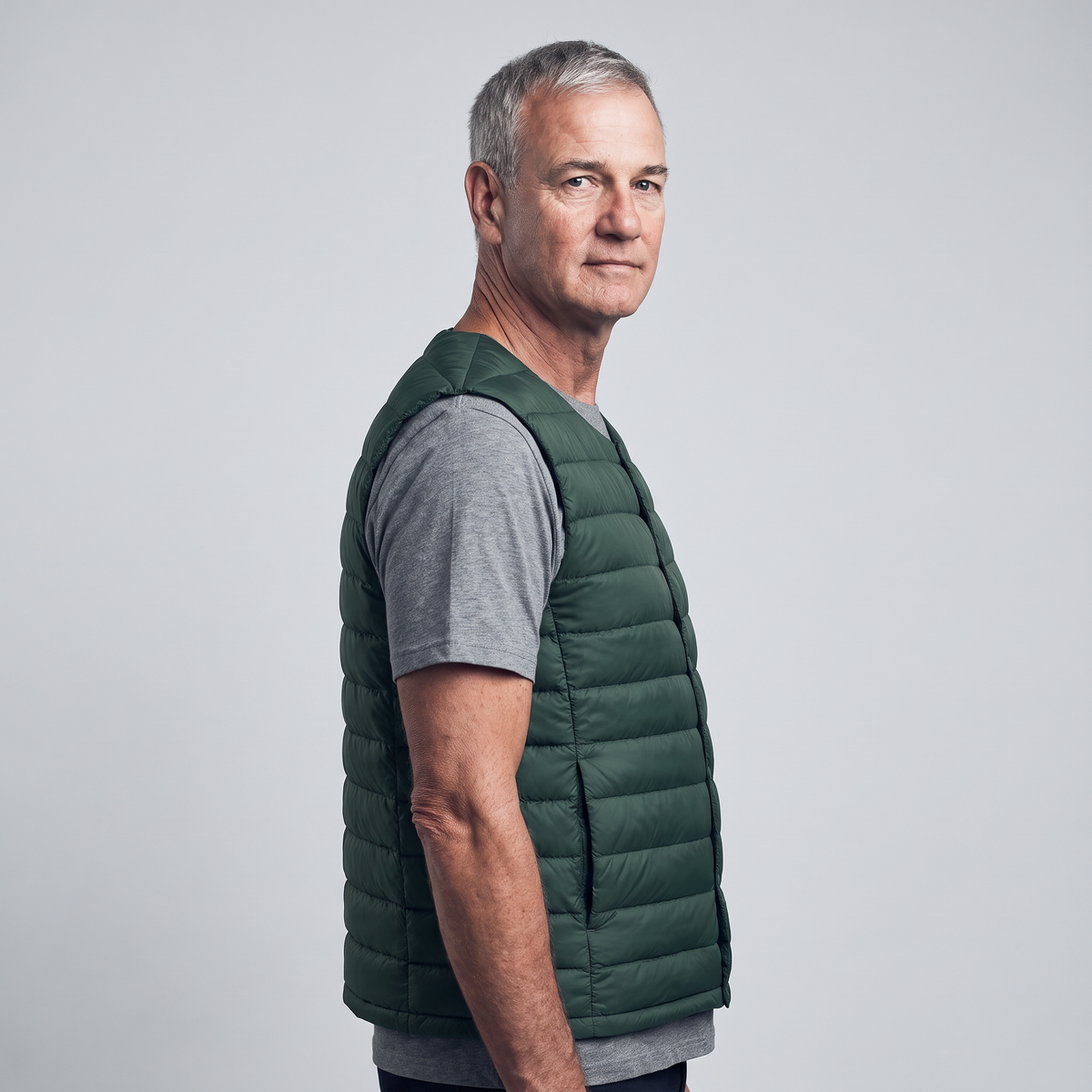 Men's Lightweight Down Vest Snap Front Sleeveless