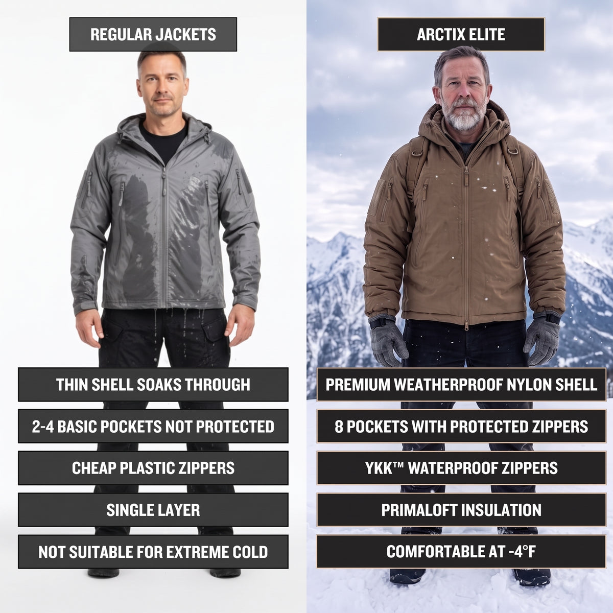 Men's Tactical Hooded Insulated Hardshell Jacket