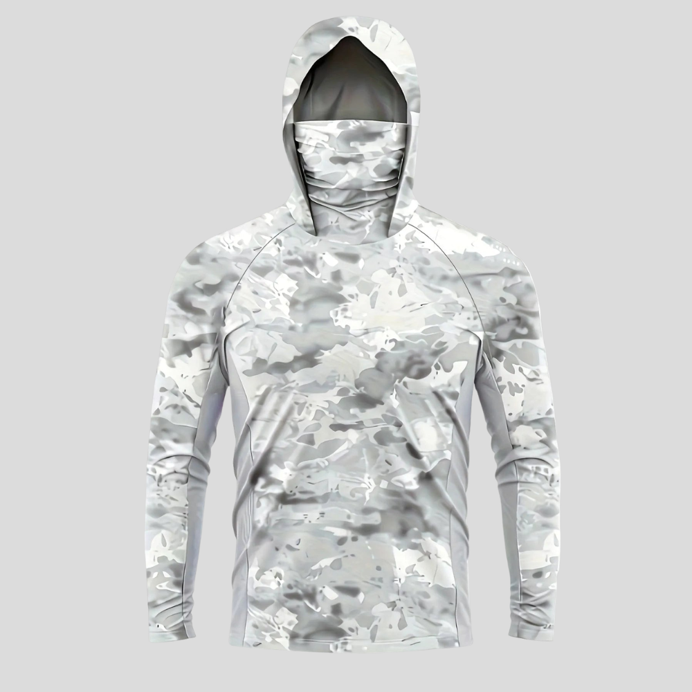 Men's Camo Performance Shirt With Hood And Face Cover