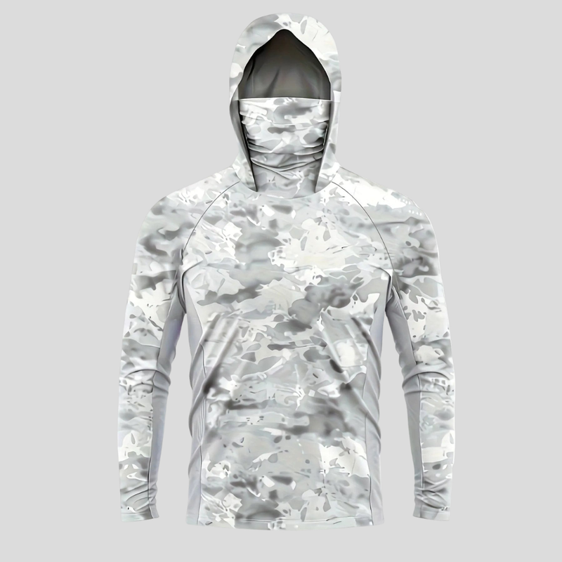 Men's Camo Performance Shirt With Hood And Face Cover
