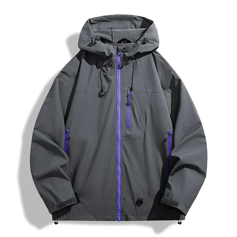 Men's Waterproof Windproof Rain Jacket with Adjustable Hood