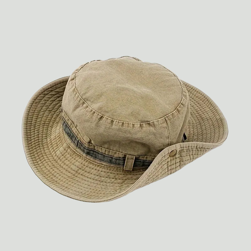 Men's Wide Brim Packable Cotton Boonie Hat with Chin Strap