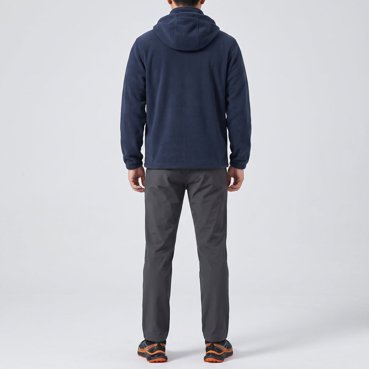 Men's Windproof Hooded Fleece Jacket with Zip Pockets