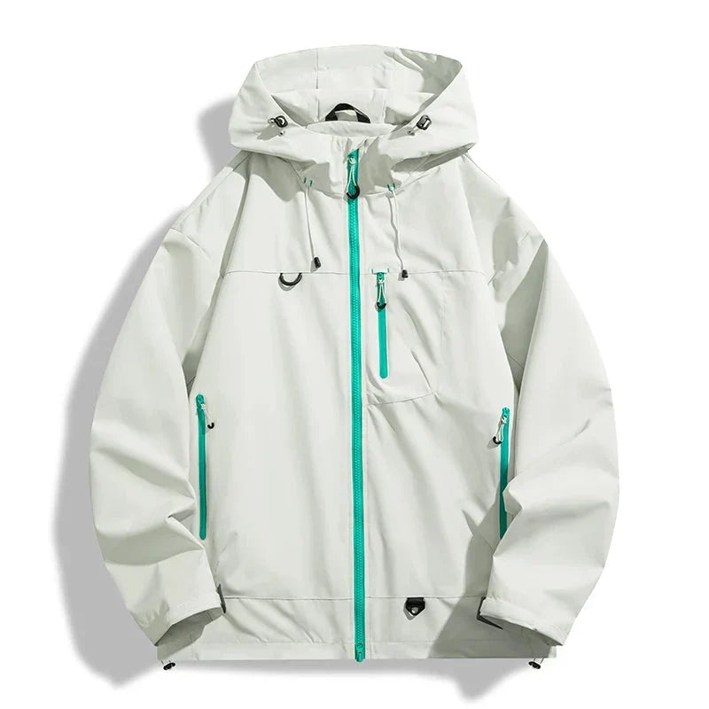 Men's Waterproof Windproof Rain Jacket with Adjustable Hood