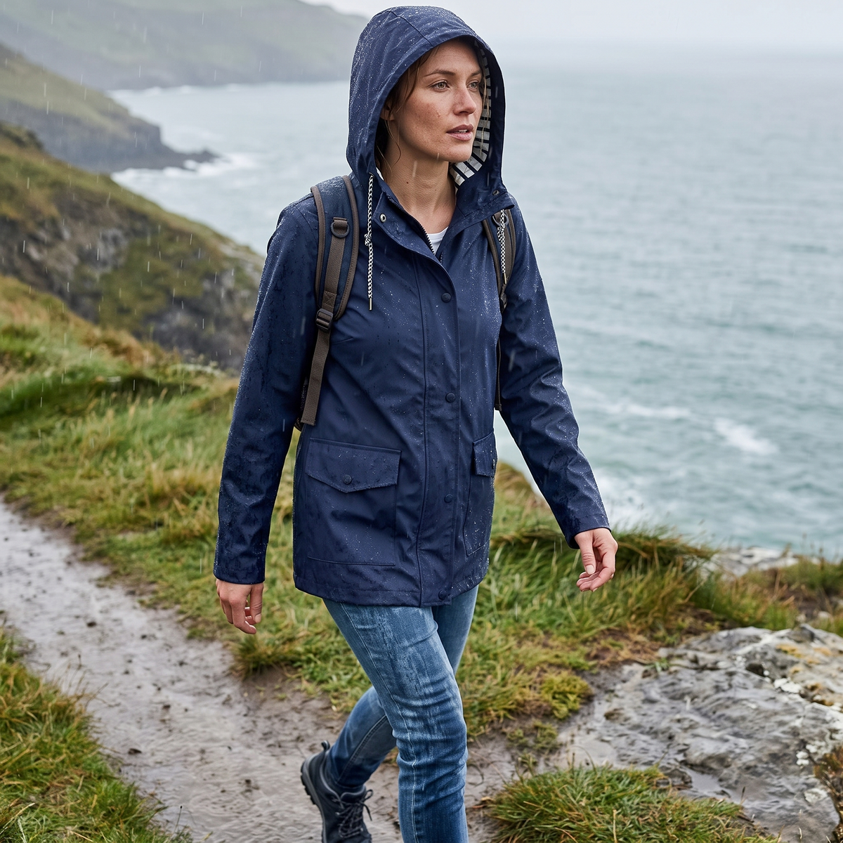 Women's Lightweight Packable Water Repellent Rain Jacket with Hood