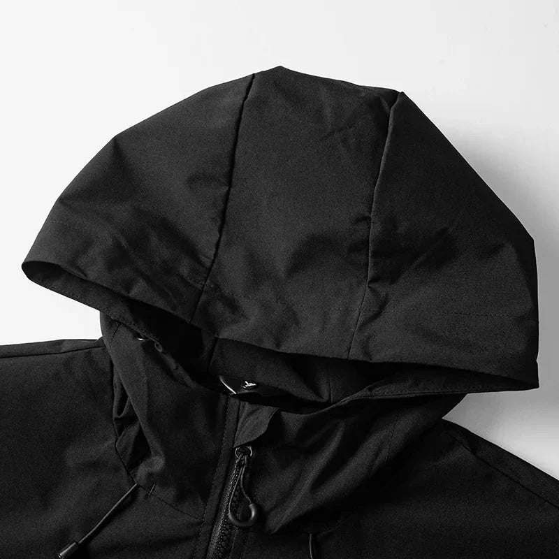 Men's Waterproof Windproof Rain Jacket with Adjustable Hood