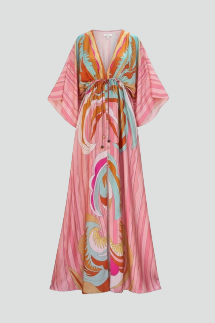 Women's V-Neck Dress | Belted Waist Midi Dress