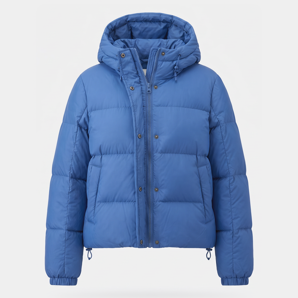 Women's Short Hooded Down Puffer Jacket with Drawcord Hem