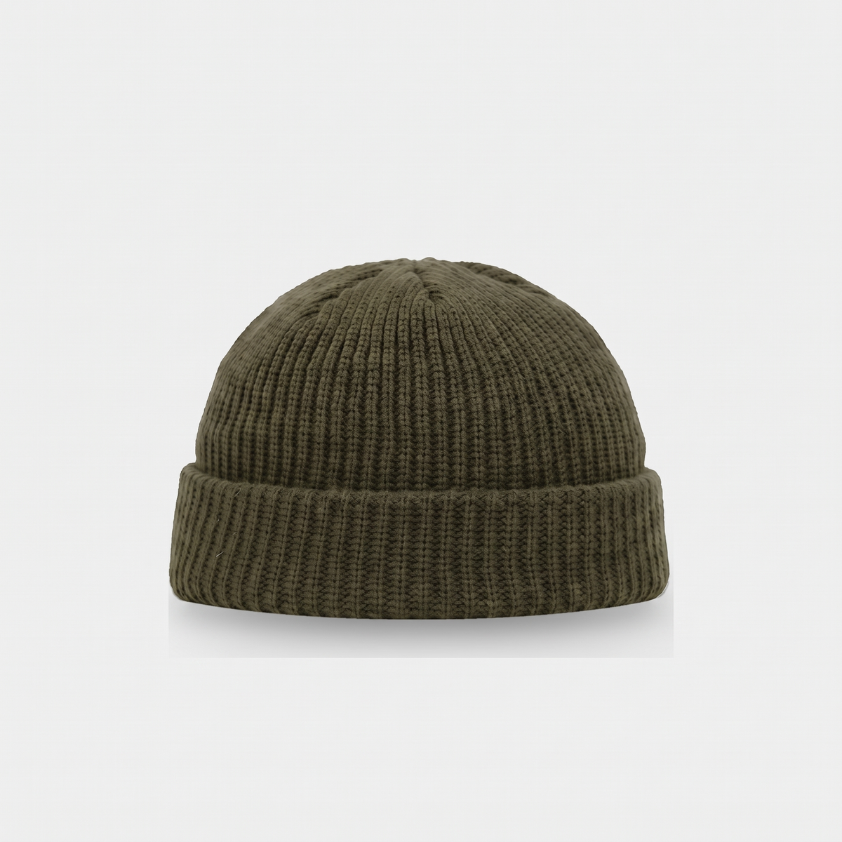 Men's Short Fisherman Beanie with Chunky Rib Knit