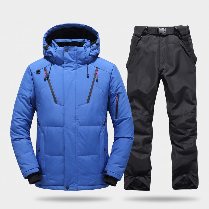 Men's Two Piece Ski Suit with Hooded Jacket and Ski Pants