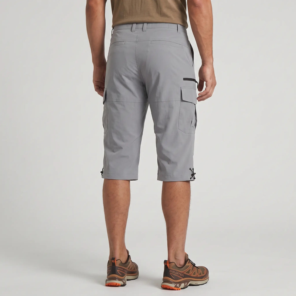 Men’s 3/4 Cargo Shorts with Multiple Pockets and Adjustable Hem Drawcords