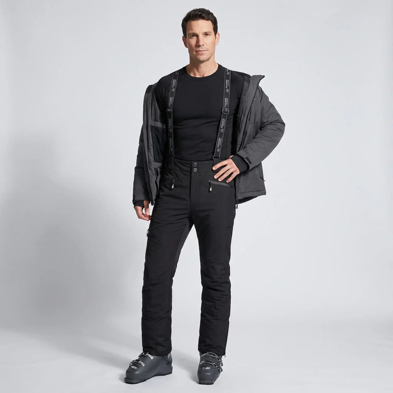 Men's Insulated Ski Pants with Detachable Suspenders and Reinforced Knees
