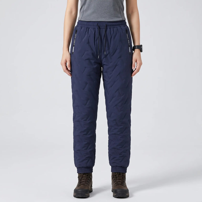 Women's Fleece Lined Quilted Hiking Trousers with Zip Pockets