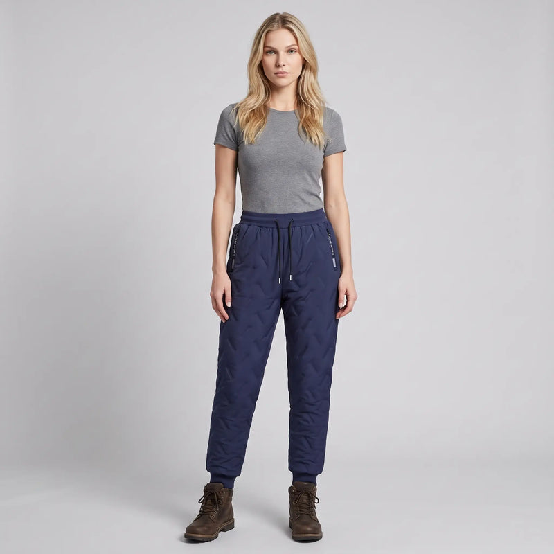 Women's Fleece Lined Quilted Hiking Trousers with Zip Pockets