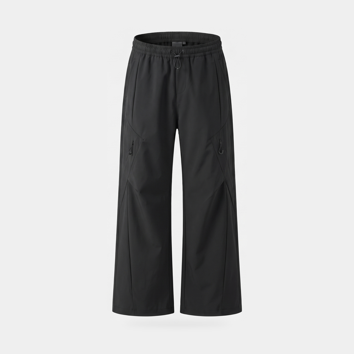 Women's Wide Leg Walking Trousers with Elastic Waist and Zip Pockets
