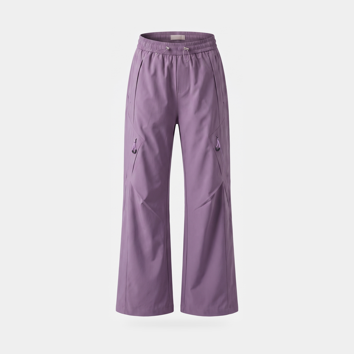 Women's Wide Leg Walking Trousers with Elastic Waist and Zip Pockets