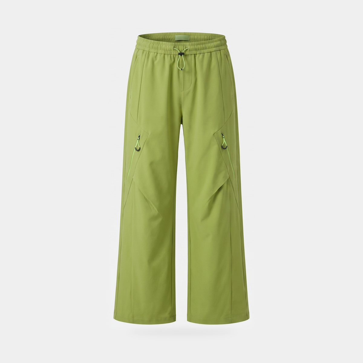 Women's Wide Leg Walking Trousers with Elastic Waist and Zip Pockets