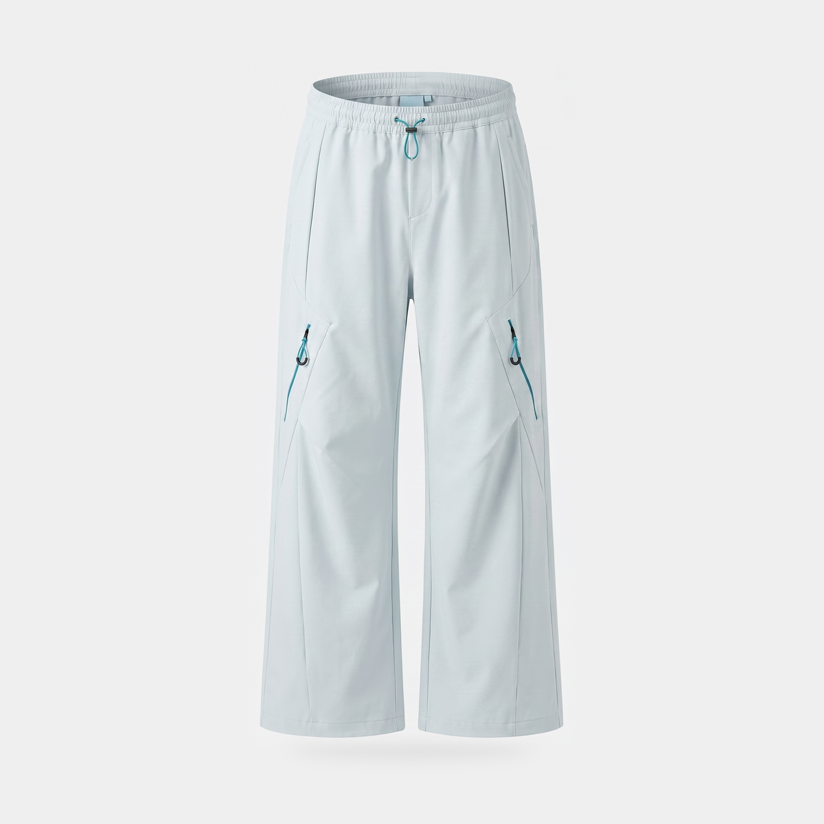 Women's Wide Leg Walking Trousers with Elastic Waist and Zip Pockets