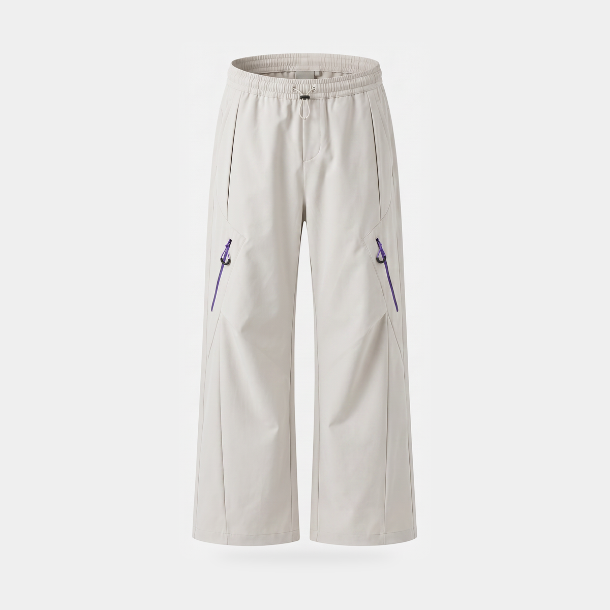 Women's Wide Leg Walking Trousers with Elastic Waist and Zip Pockets