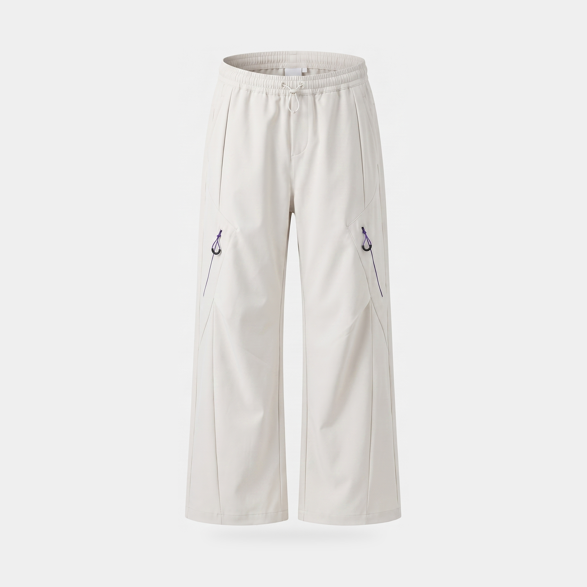 Women's Wide Leg Walking Trousers with Elastic Waist and Zip Pockets